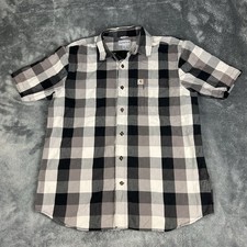 Carhartt Men's Relaxed Fit Plaid Short Sleeve Button Up Shirt Size Large