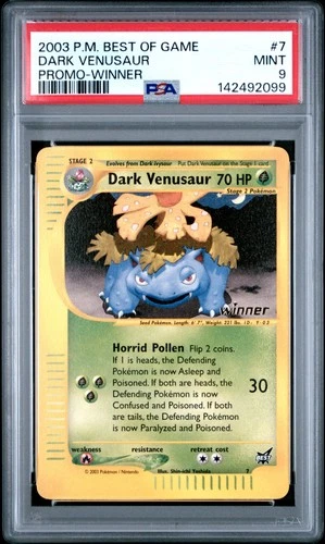 2003 POKEMON BEST OF GAME PROMO WINNER #7 DARK VENUSAUR PSA 9