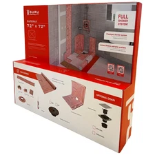 GURU USA Presloped Shower System -PVC/72" x 72"/Without Drain / Center Placement