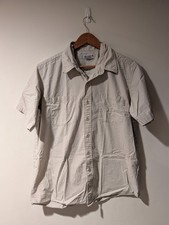 Carhartt S243 PUT Short Sleeve Work Shirt Mens L Beige Button Down