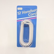 New GTE Phone Cord Vintage Old Stock 12 Foot Handset Modular Coiled Cable 1996