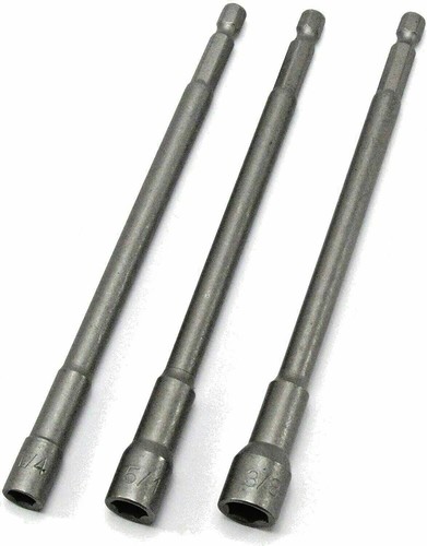 3pc 6" Long Magnetic Nut Driver Set 1/4" 5/16" 3/8" Power Drills Power Drivers