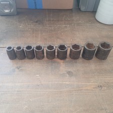 9 Craftsman -v- Impact Sockets 12 Drive Shallow 6 Pt Tools Usa Vtg 44001-44011