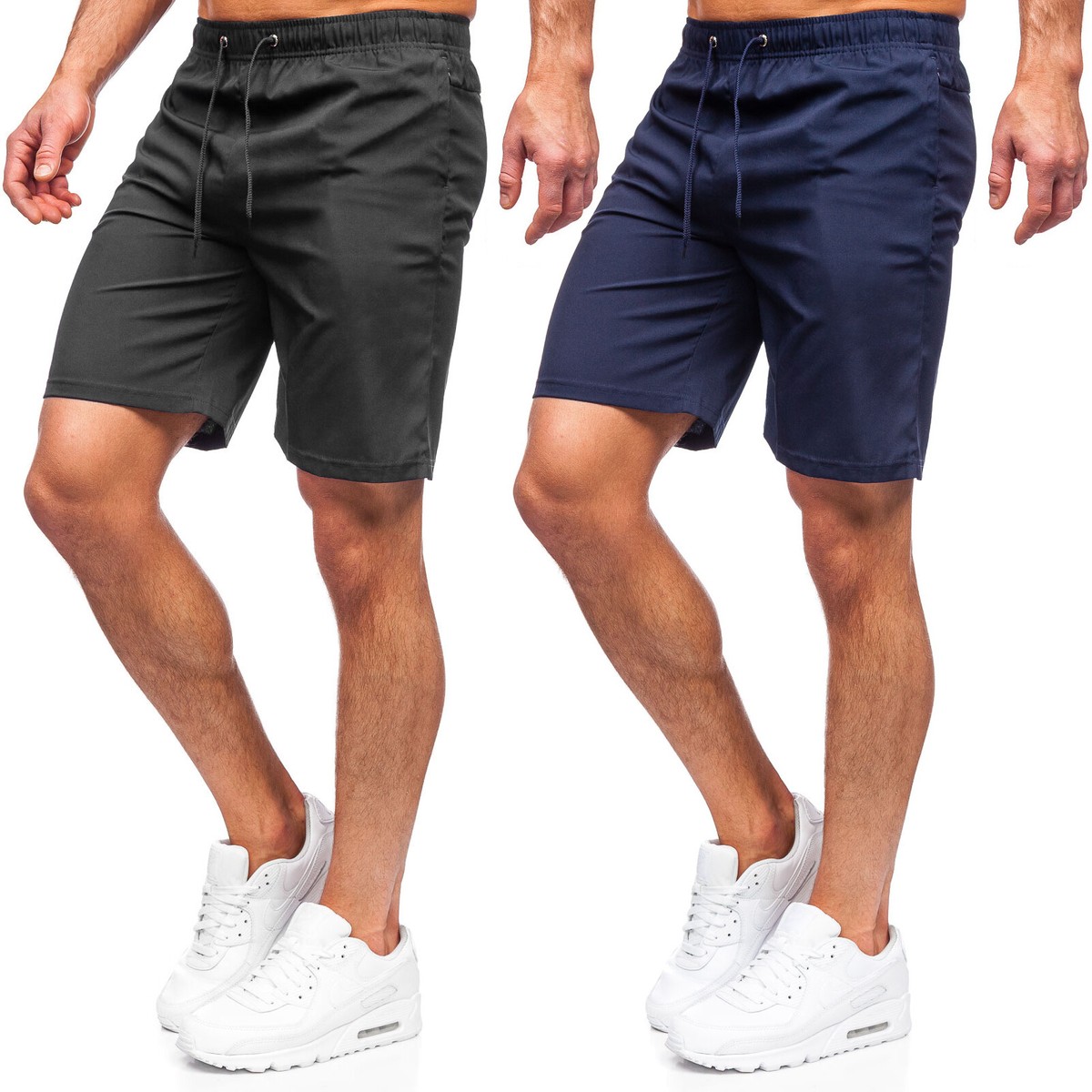 WOXIHUAN Pantalone Corto Bermuda Tinta Untia Lino Leggero Fresco Estivo - Foto 2