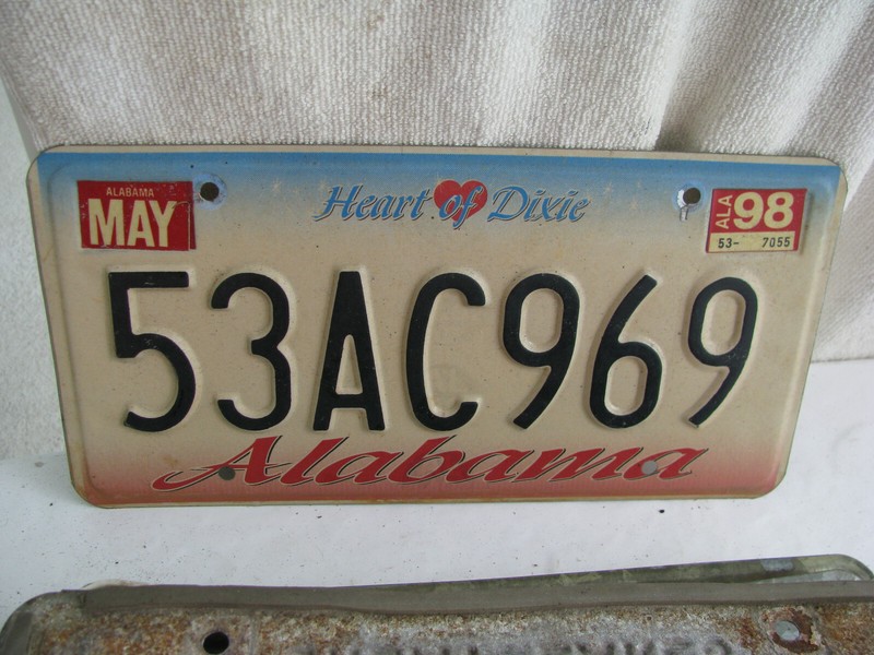 license plate- Alabama- more than 3 years old