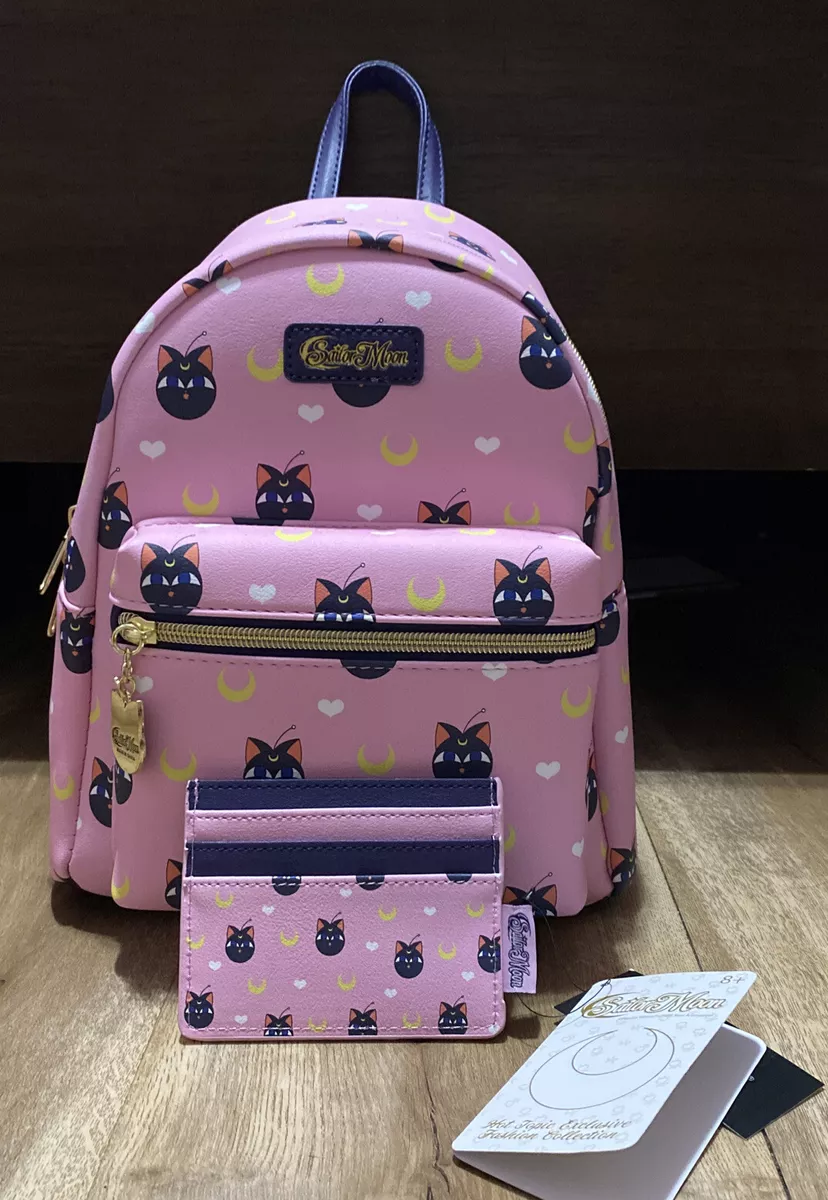 New Loungefly Sailor Moon Luna Cat Mini Backpack Bag Purse u0026 Cardholder Set  | eBay