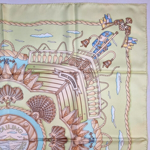RARO VINTAGE HERMES Bufanda de Seda "Barandilla" Carre 90 diseñado por Joachim Metz - Imagen 7 de 14