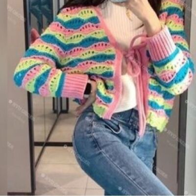 ZARA striped knit cardigan 3859/004 | eBay