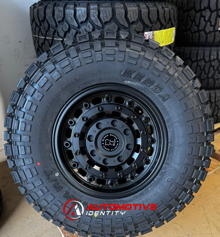 4) 17x9.5 Black Rhino Arsenal Wheels 35" pneus Kenda RT 5x5 Jeep Wrangler JK JL - Imagem 3 de 4