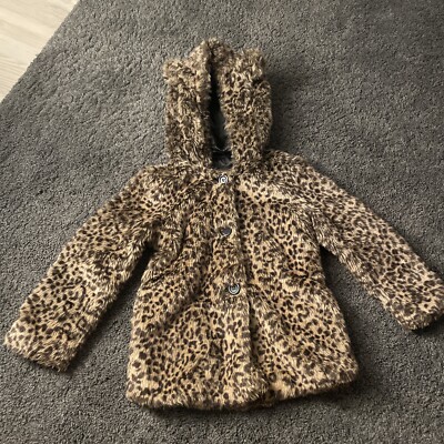 Mädchen Winter Mantel Kunstpelz Faux-fur Leopard C&A 122 T