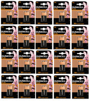 20 Batterie 9V Duracell 6LF22 MN1604 Plus Alkalina