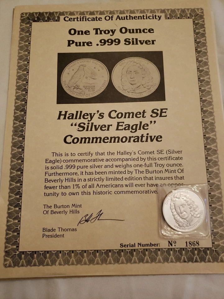 Halley's Comet SE Silver Eagle Commemorative Coin - Image 2 of 4