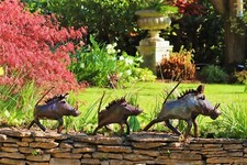 Metal Warthog Garden Ornament Sculpture Art - Handmade Recycled Metal Hog
