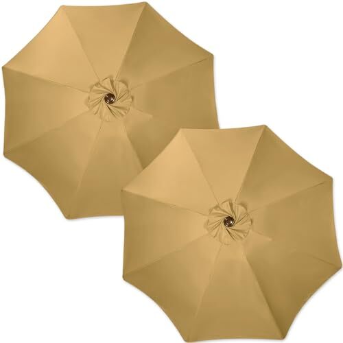 2 Pieces Patio Umbrella Replacement 8 Ribs Strong and Thick 9 ft Khaki - Picture 2 of 7