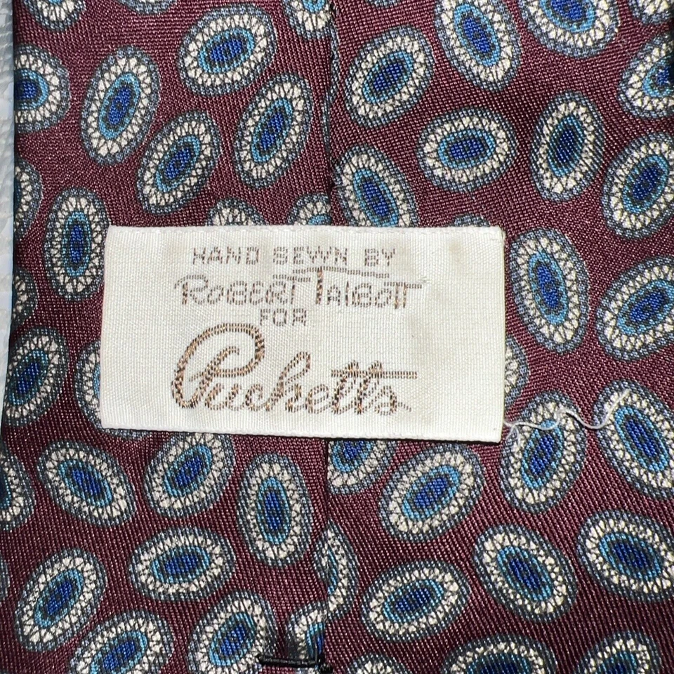 Robert Talbott галстук Cabernet фон с маленький пейсли в синий, зеленый и кремовый - Изображение 2 из 4