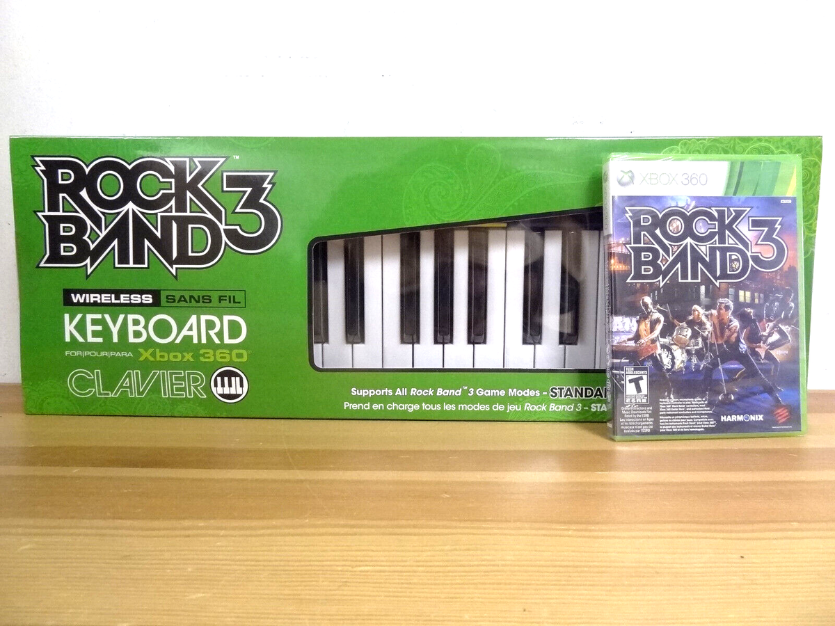 Microsoft Xbox 360 Rock Band 3 Wireless Keyboard + Game Bundle NEW