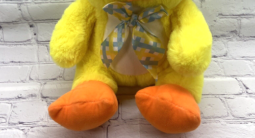 Yellow Duck Easter Plush Stuffed Animal with Bow 12 inch - Picture 4 of 13