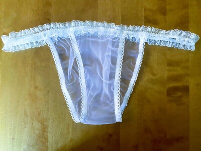 Designed to thrill frilly net sheer tanga panties knickers sissy see through