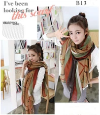 Fashion Womens Soft Wrap Shawl Scarf Oversized Cotton Voile Stole Style Shaw #C