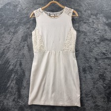 New HOT OPTIONS Womens Dress Size 14 Ivory Stretch Knit Lace Trim Sleeveless
