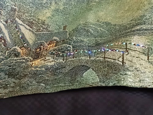 Thomas Kinkade Table Runner Tapestry With Lights Village 72"x13" - Picture 10 of 10