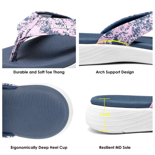 Women Arch Support Flip Flops Thong Sandals Outdoor Walking Beach Sandals - Picture 16 of 29