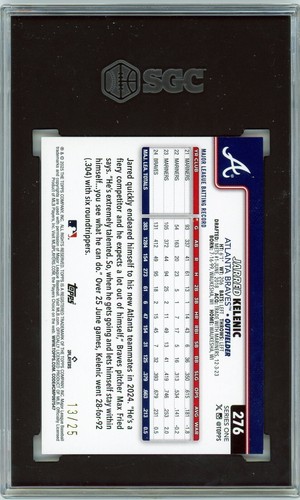 JARRED KELENIC - Braves - 2025 Topps Orange Holo Foil 13/25 #276 - SGC 9.5 Mint - Picture 2 of 2