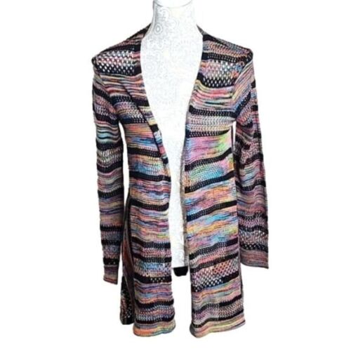JohnPaulRichard Cardigan Sweater Long Line Open Multi Sorbet NWT Women's Small