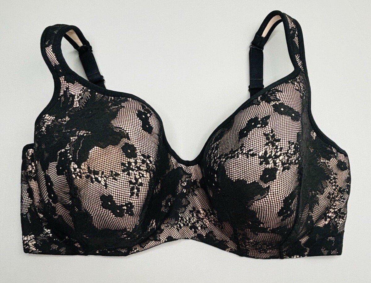 Cacique Full Coverage Lightly Lined Black Lace Un… - image 1