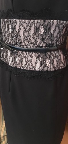 Nuevo Vestido Calvin Klein Negro Encaje Cinturón Formal Sin Mangas Clásico Talla 4 - Imagen 6 de 10