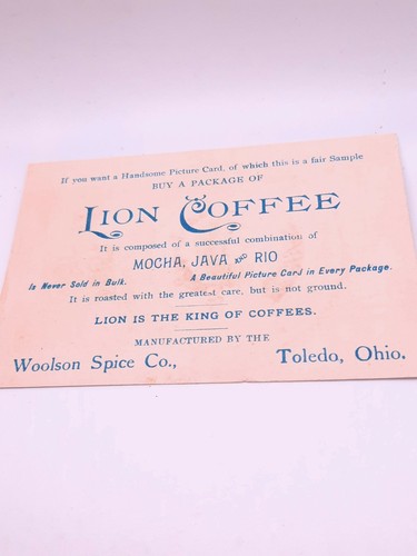 Antique Victorian Trade Card Embossed Adorable Girl Lion Coffee Toledo Oh 1800s - Picture 4 of 4
