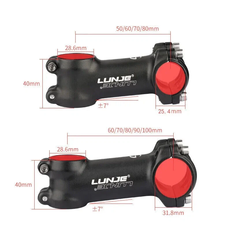 Ultralight Bike Stem 7 Degree MTB Road Bicycle Bike Stem 25.4/31.8mm 60-100mm - Image 2 of 4