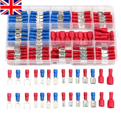 140pcs Car Electrical Wire Terminals Insulated Crimp Connectors Spade Kit Set UK