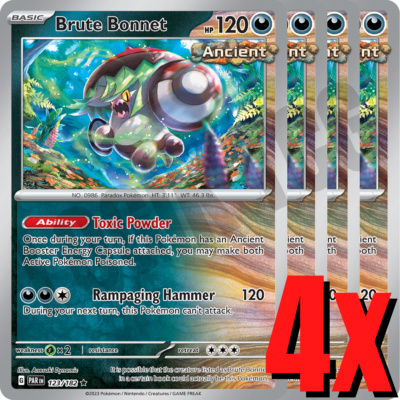 #ad #ad 4x Brute Bonnet 123 182 x4 Paradox Rift Pokemon TCG Playset $2.95