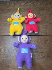 Teletubbies Laa Laa Po Tinky Winky 12" Plush Red Purple Yellow Playskool Vtg