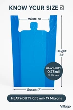 Bags Extra Large 18 x7x 32 .75 Mil Blue Heavy Duty T-Shirt Plastic Grocery Bags