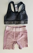 Gymshark dry flex set 2 piece Small Pink Shorts Gray Sports bra Womens sz Small