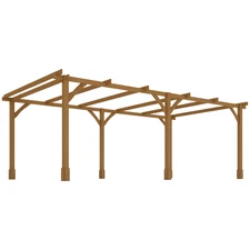 Outsunny 20'x10' Outdoor Pergola, Wood Gazebo Climbing Plant Support, Dark Brown