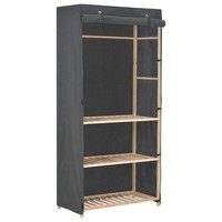 Vidaxl 3-Stufiger Kleiderschrank Grau 79 X 40 X 170 Cm Stoff Neu