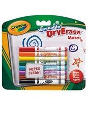 Crayola Dry Erase Washable Whiteboard Markers Pack of 8 Colours
