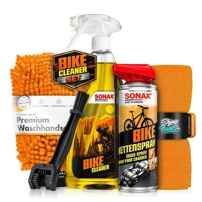 SONAX Fahrrad Pflege Set Bike Cleaner, Kettenspray, Kettenbürste, Waschhandschuh