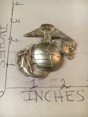 2.5'' Marine Corps 3D Eagle Globe Anchor Metal Insignia Logo USMC Gold tint