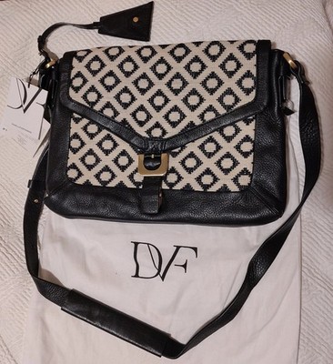Diane von Fürstenberg Drew Connect Leather Crossbody Jacquard Bag, New with Tags