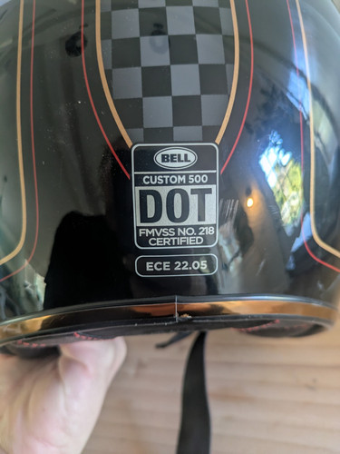 VTG. Bell Custom 500 Open Face Motorcycle Helmet RSD Checker Gloss Black/Gold M - Picture 10 of 11