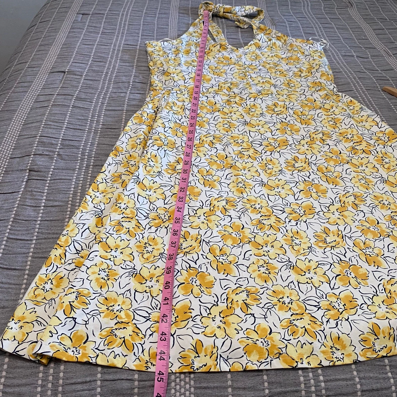 VETEMENTS Abito Patto Bio A Line Floreale Giallo Halter Tasche TG XXL Sostenibile