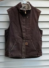 CARHARTT V33 DKB Vest Men Large Tall Sherpa Lined Dark Brown