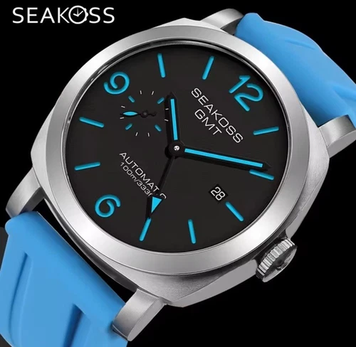 Orologio SEAKOSS 1963 GMT Automatico Pelle Subacqueo | 10ATM | Zaffiro | Quadrante Luminoso