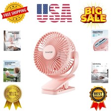 Portable Clip on Fan Battery Operated, Small Powerful 3 Speed Quiet 360  Rota...
