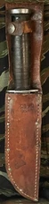 ORIGINAL WWII KINFOLKS FIGHTING KNIFE w/ PROPER  LEATHER  SCABBARD