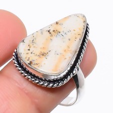 Natural Picture Jasper Gemstone 925 Sterling Silver Ring Size 9 H947